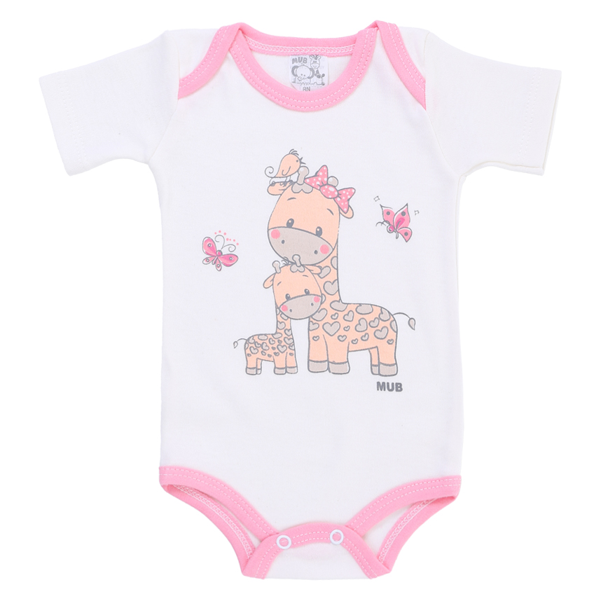 Body Bebê Mub Manga Curta  Borboleta Gata Girafa 3 Peças Body Bebê Mub Manga Curta  Borboleta Gata Girafa 3 Peças