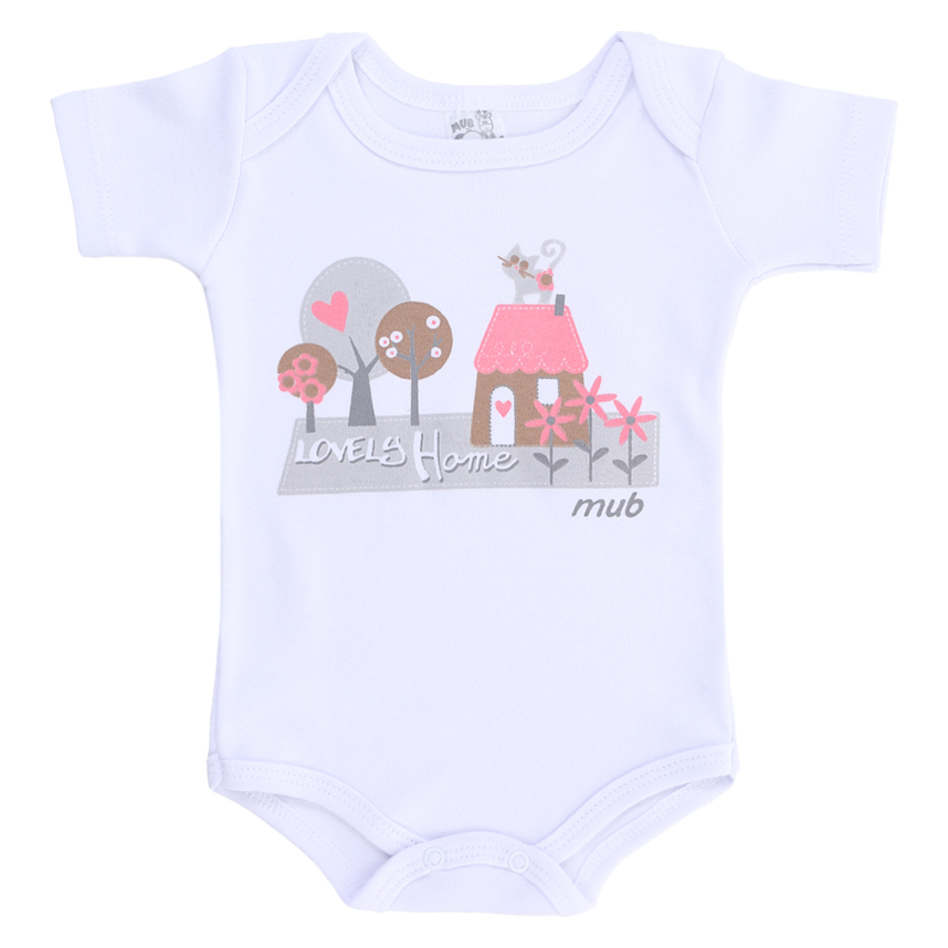 Body Bebê Mub Manga Curta Menina Estampado 3 Peças Body Bebê Mub Manga Curta Menina Estampado 3 Peças