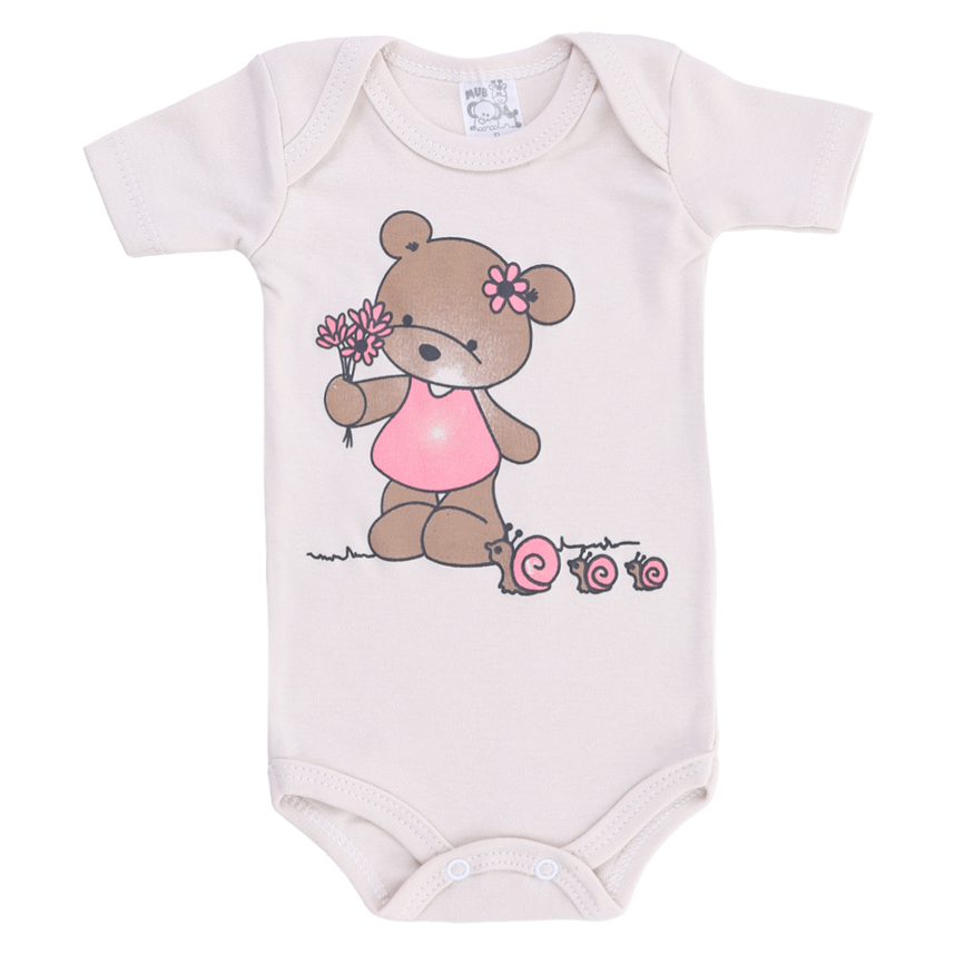 Body Bebê Mub Manga Curta Estampa Ursa Flor Árvore 3 Peças Body Bebê Mub Manga Curta Estampa Ursa Flor Árvore 3 Peças
