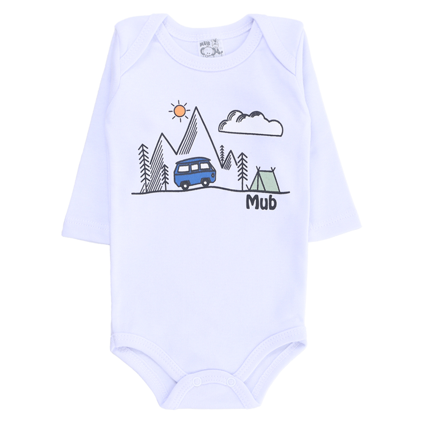 Body Bebê Mub Manga Longa Carro Montanha Bichos 3 Peças Body Bebê Mub Manga Longa Carro Montanha Bichos 3 Peças