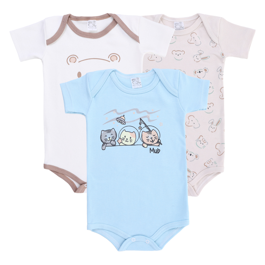 Body Mub Cara Urso Gatinhos Elefante Corrido 3 Peças Body Mub Cara Urso Gatinhos Elefante Corrido 3 Peças