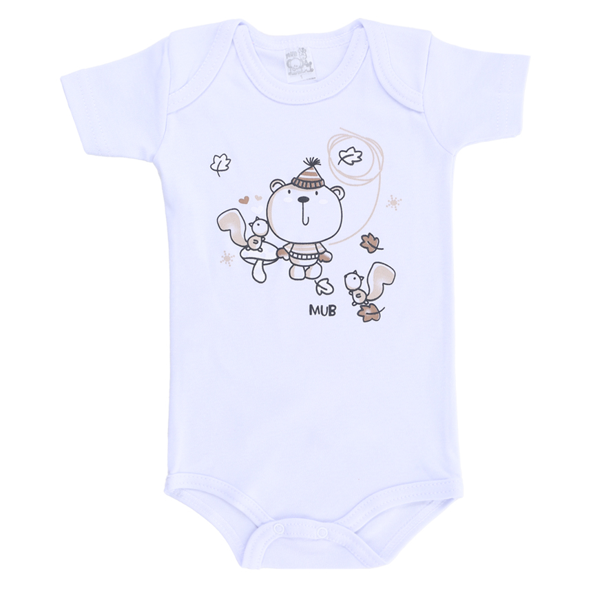 Body Infantil Mub Manga Curta Urso, Cordas e Esquilo 3 Peças Body Infantil Mub Manga Curta Urso, Cordas e Esquilo 3 Peças