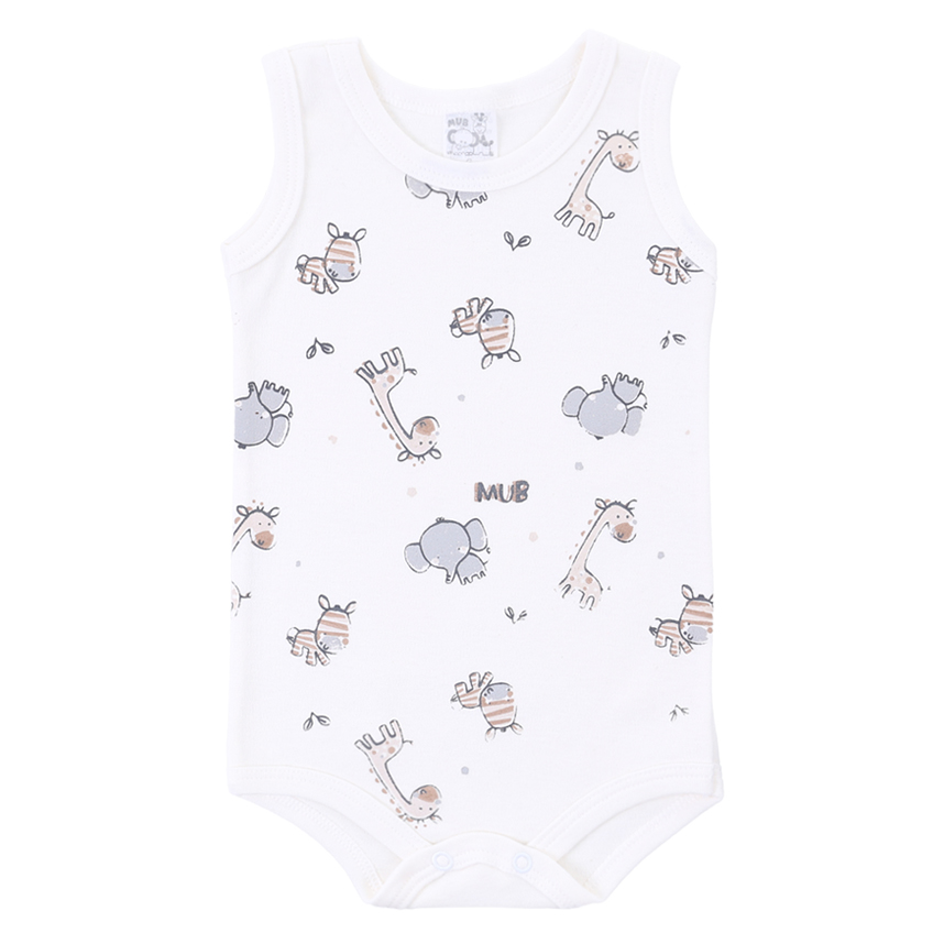 Body Bebê Mub Regata  Bichinhos , Gato Urso 3 Peças Body Bebê Mub Regata  Bichinhos , Gato Urso 3 Peças