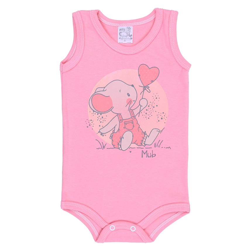Body Bebê Mub Regata Elefante, Coelha Com Bolo 3 Peças Body Bebê Mub Regata Elefante, Coelha Com Bolo 3 Peças