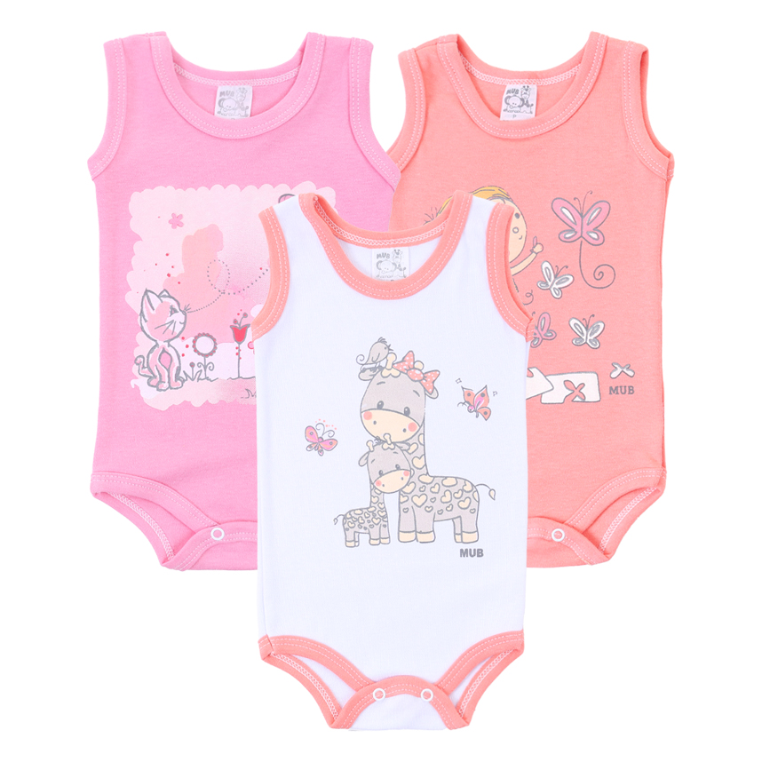 Body Bebê Mub Regata Gata Girafa Menina 3 Peças Body Bebê Mub Regata Gata Girafa Menina 3 Peças