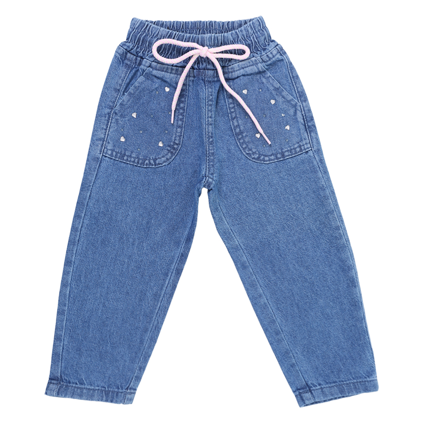 Calça Jeans Infantil Oznes Menina Aplicação Corações