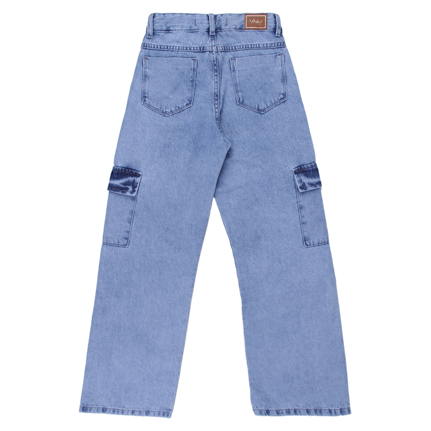 Calça Jeans Wide Cargo Juvenil Perbol Menina Calça Jeans Wide Cargo Juvenil Perbol Menina
