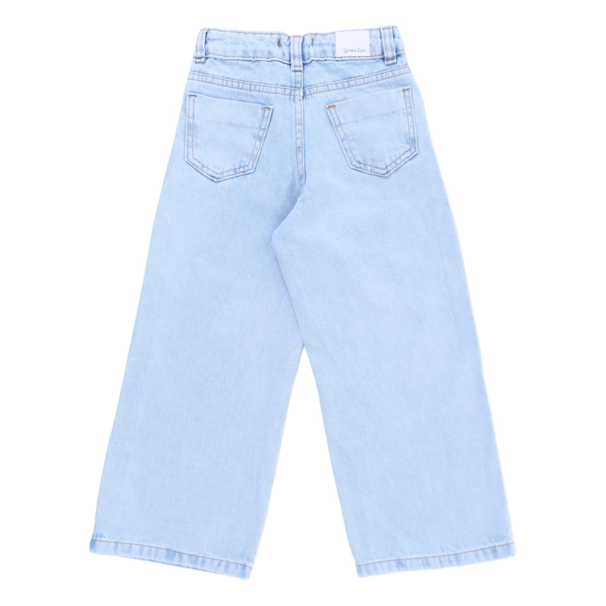 Calça Jeans Infantil Garota Lua Wide Leg Lavagem Clara Calça Jeans Infantil Garota Lua Wide Leg Lavagem Clara