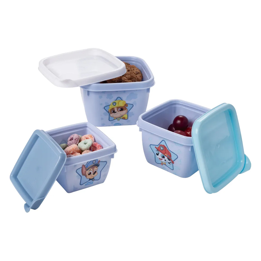 Kit Potes Plasútil Quadrado Patrulha Canina Azul Com 3 Peças Kit Potes Plasútil Quadrado Patrulha Canina Azul Com 3 Peças