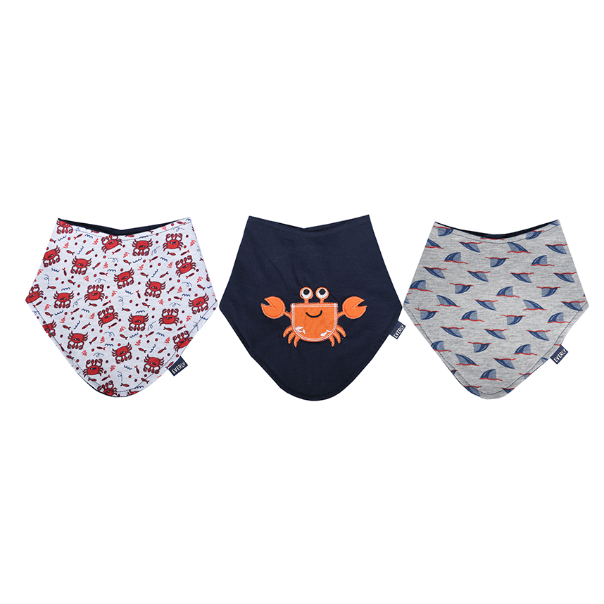 Kit Babador Everly  Bandana Malha Sortida Menino 3 Peças Kit Babador Everly  Bandana Malha Sortida Menino 3 Peças