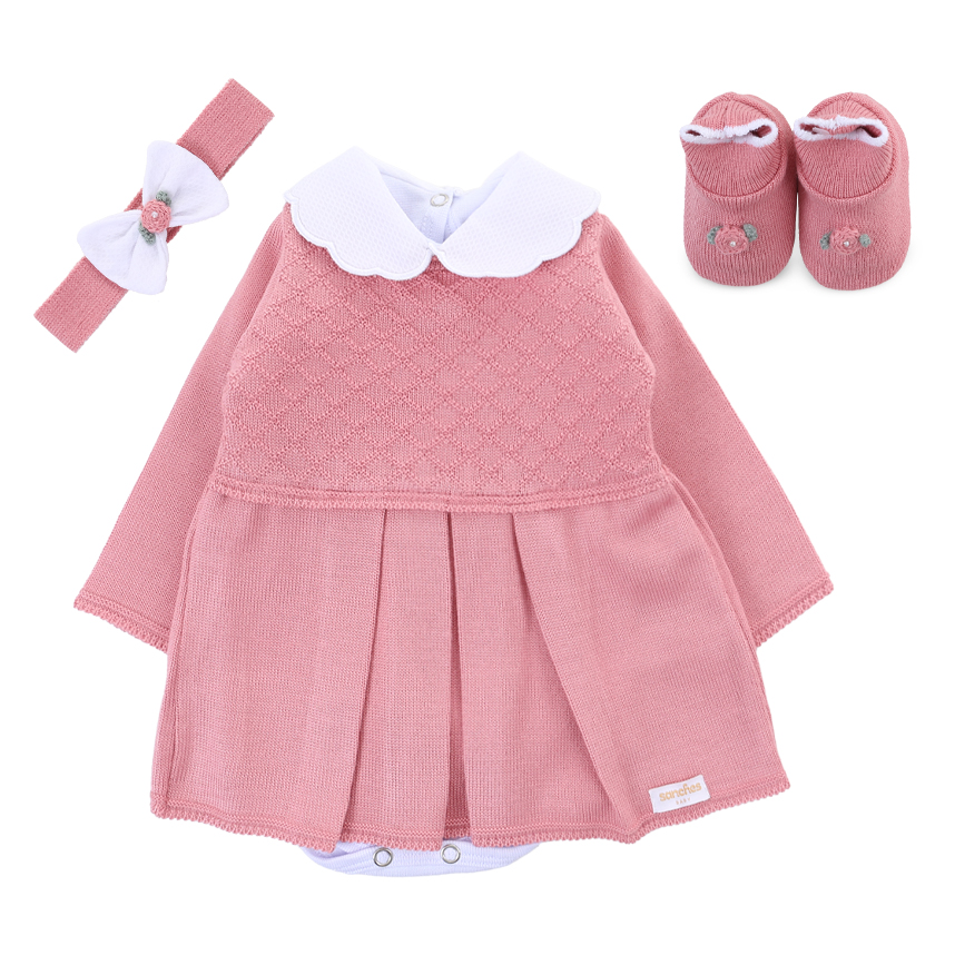 Kit Presente Sanches Menina Vestido Com 3 Peças Kit Presente Sanches Menina Vestido Com 3 Peças