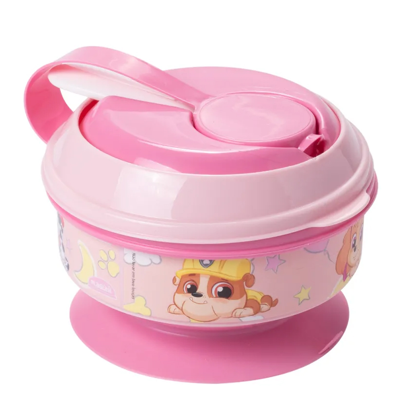 Pote Papinha Plasútil Patrulha Canina Rosa Com Colher Pote Papinha Plasútil Patrulha Canina Rosa Com Colher