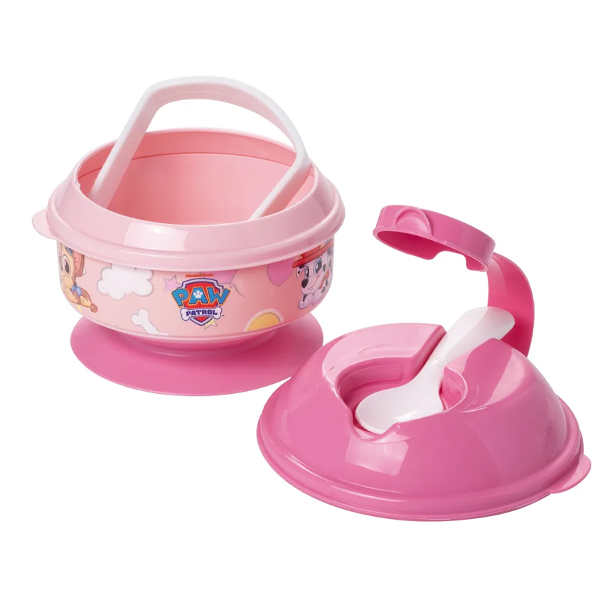 Pote Papinha Plasútil Patrulha Canina Rosa Com Colher Pote Papinha Plasútil Patrulha Canina Rosa Com Colher