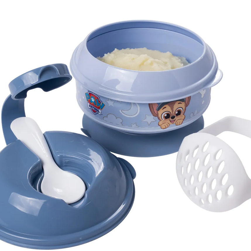 Pote Papinha Plasútil Com Amassador Patrulha Canina Azul Pote Papinha Plasútil Com Amassador Patrulha Canina Azul