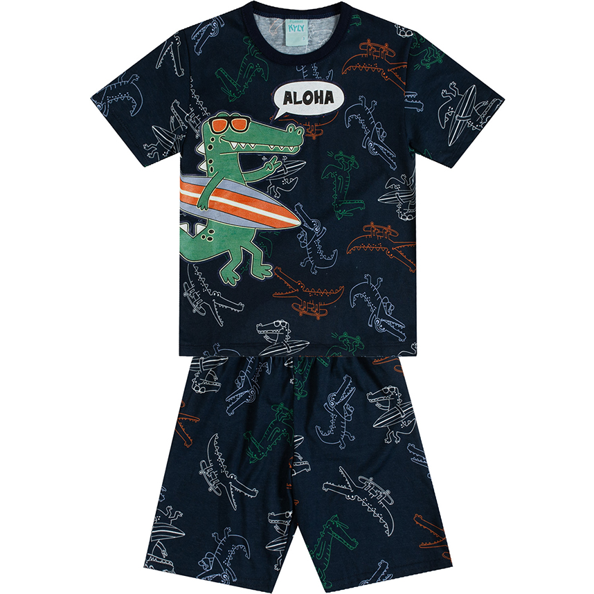 Pijama Infantil Kyly Menino Curto Estampa Crocodilo