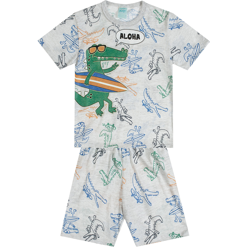 Pijama Infantil Kyly Menino Curto Estampa Crocodilo