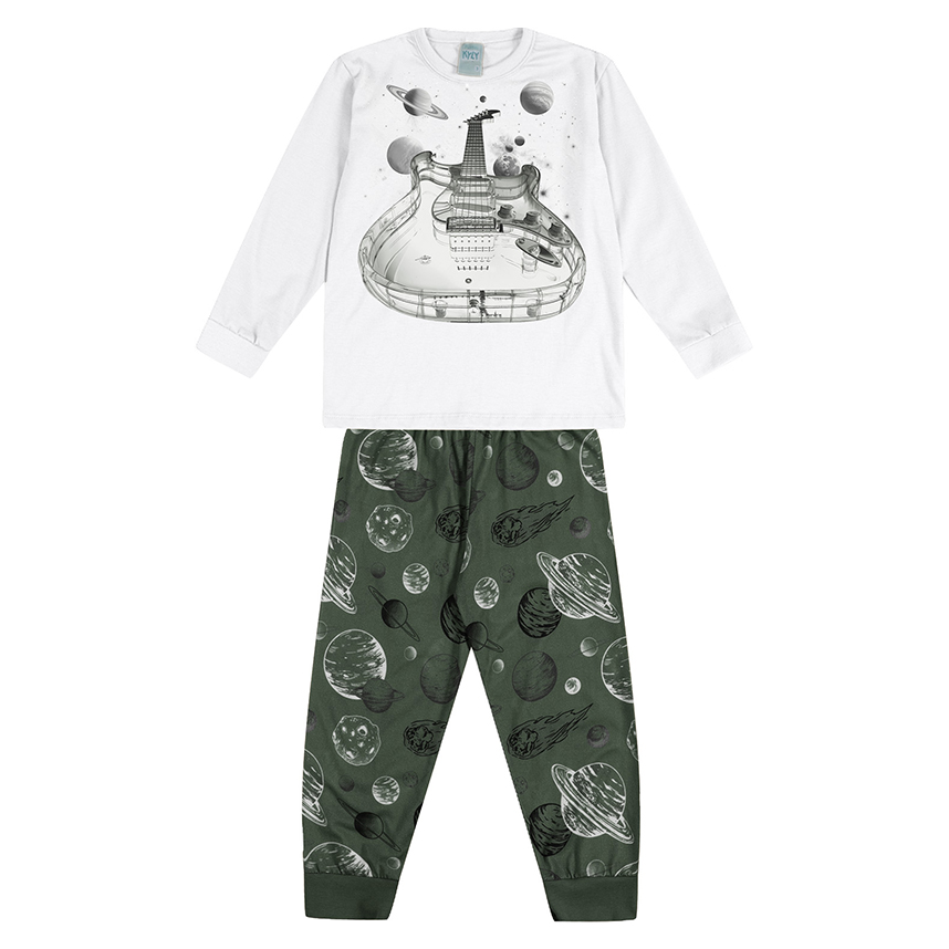 Pijama Infantil Kyly Menino Longo Estampa Guitarra