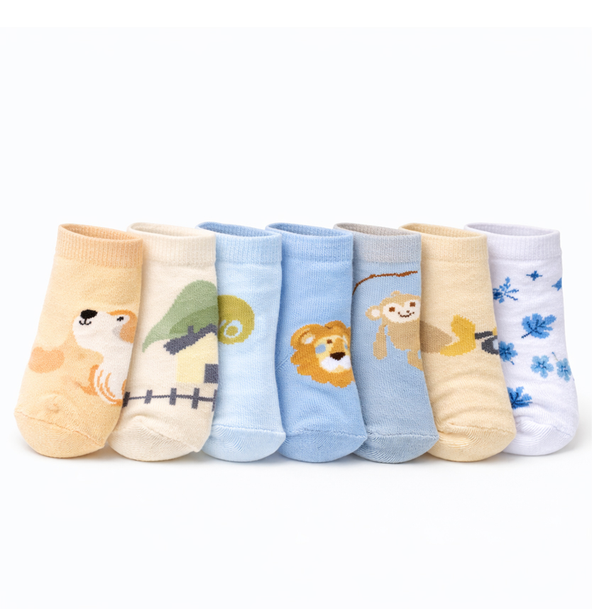 Kit Meia Bebê Pimpolho Semaninha Lisa Com 7 Peças