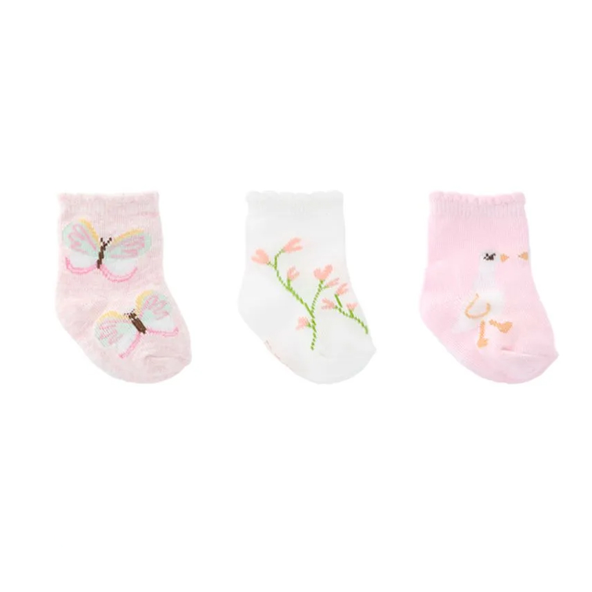 Meia Bebê Pimpolho Menina Estampada Com 3 Peças