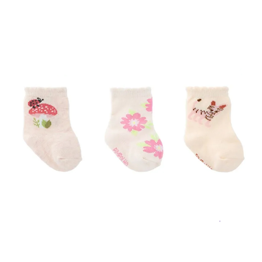 Meia Bebê Pimpolho Menina Estampada Com 3 Peças Meia Bebê Pimpolho Menina Estampada Com 3 Peças