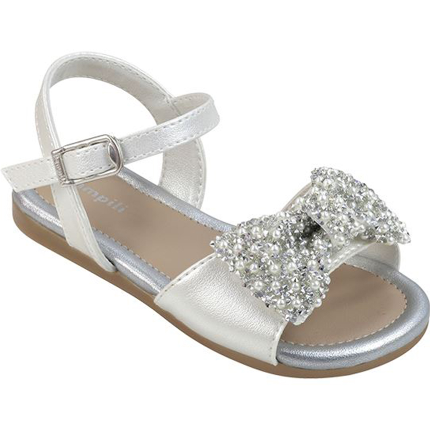 Sandália Infantil Pampili Fivela Laço Com Pérolas