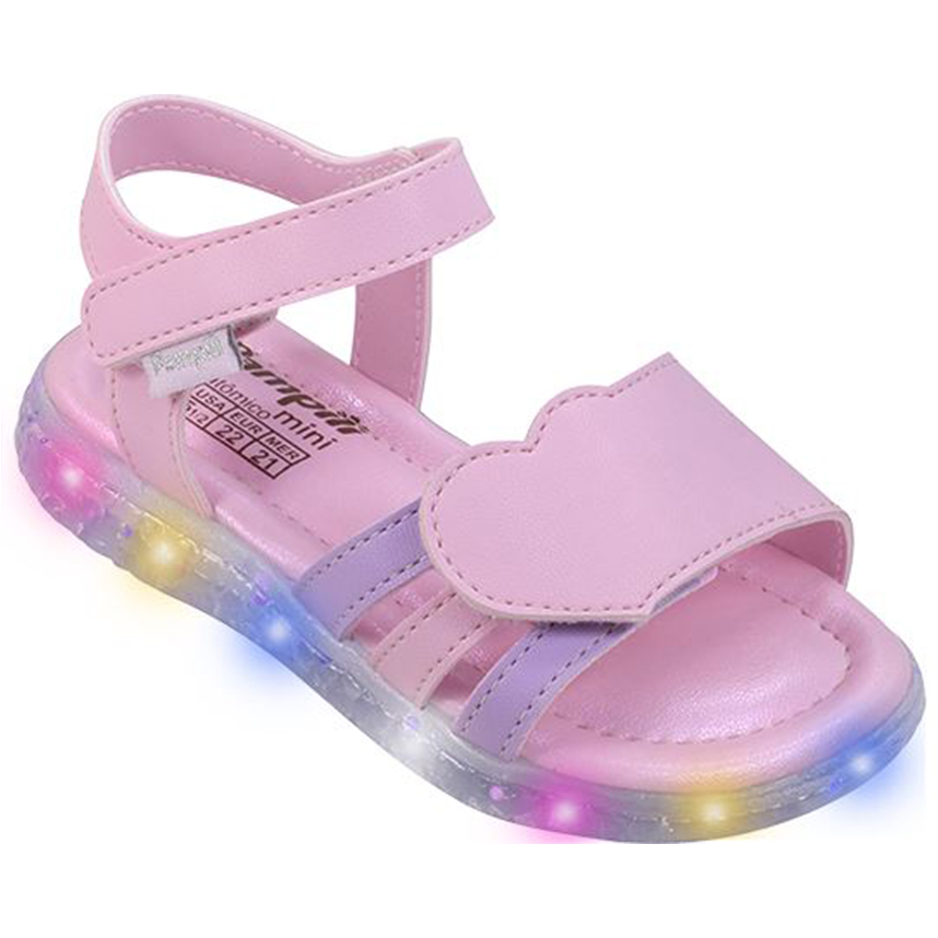 Sandália Infantil Pampili Com Velcro Coração Led Sandália Infantil Pampili Com Velcro Coração Led