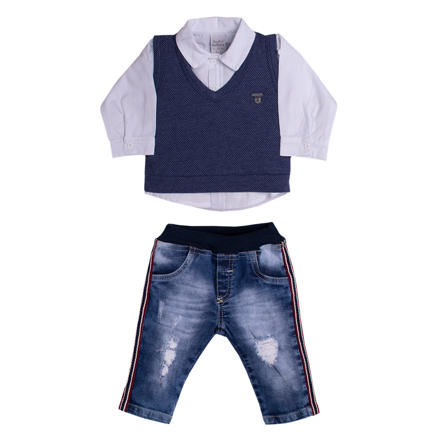 Conjunto Longo Bêbê Sonho Mágico Menino 3 Peças