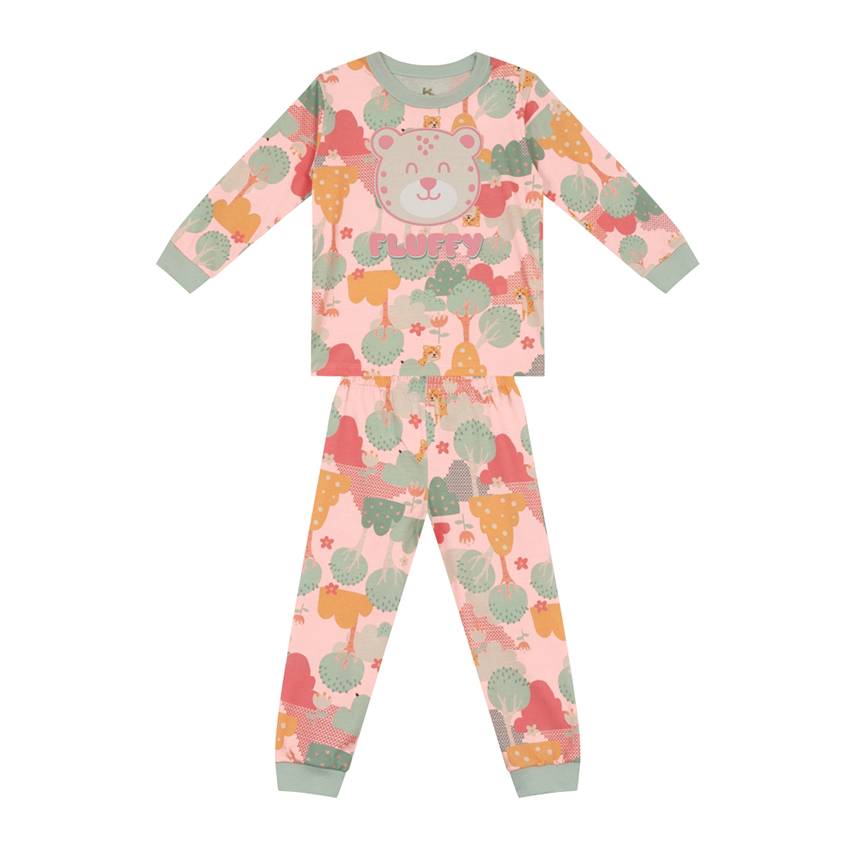 Pijama Infantil Brandili Menina Longo Urso Fluffy