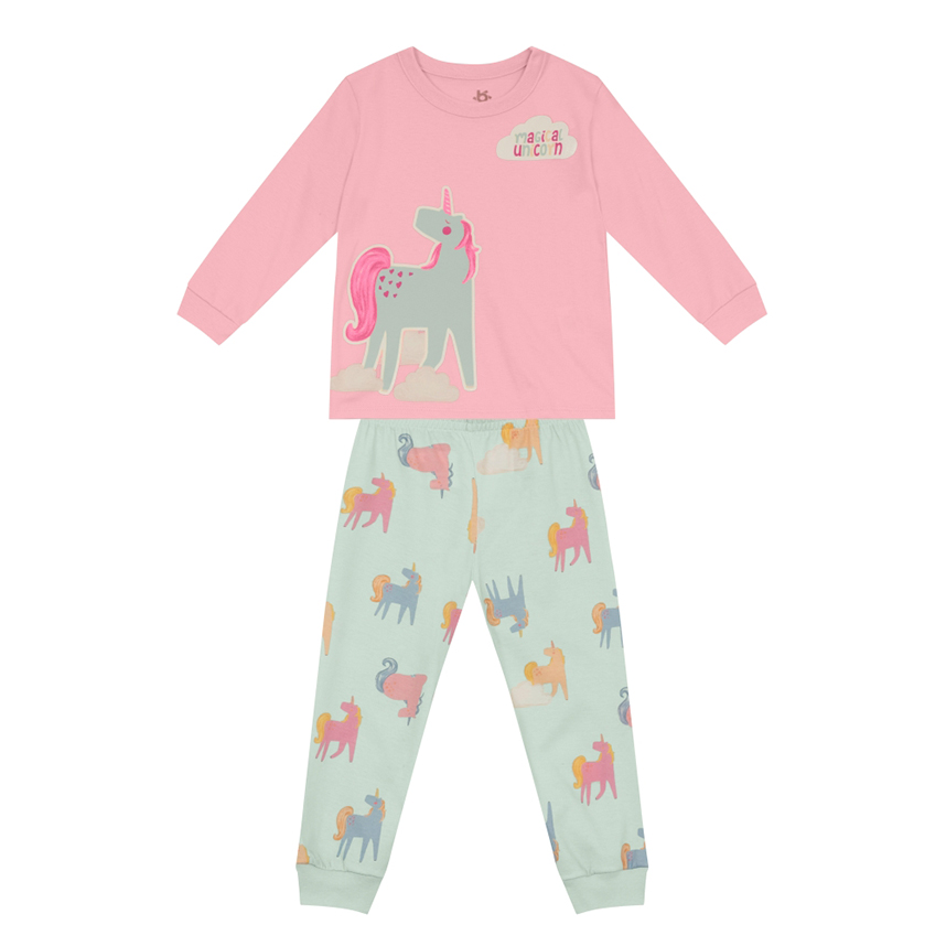 Pijama Infantil Brandili Menina Longo Unicórnio