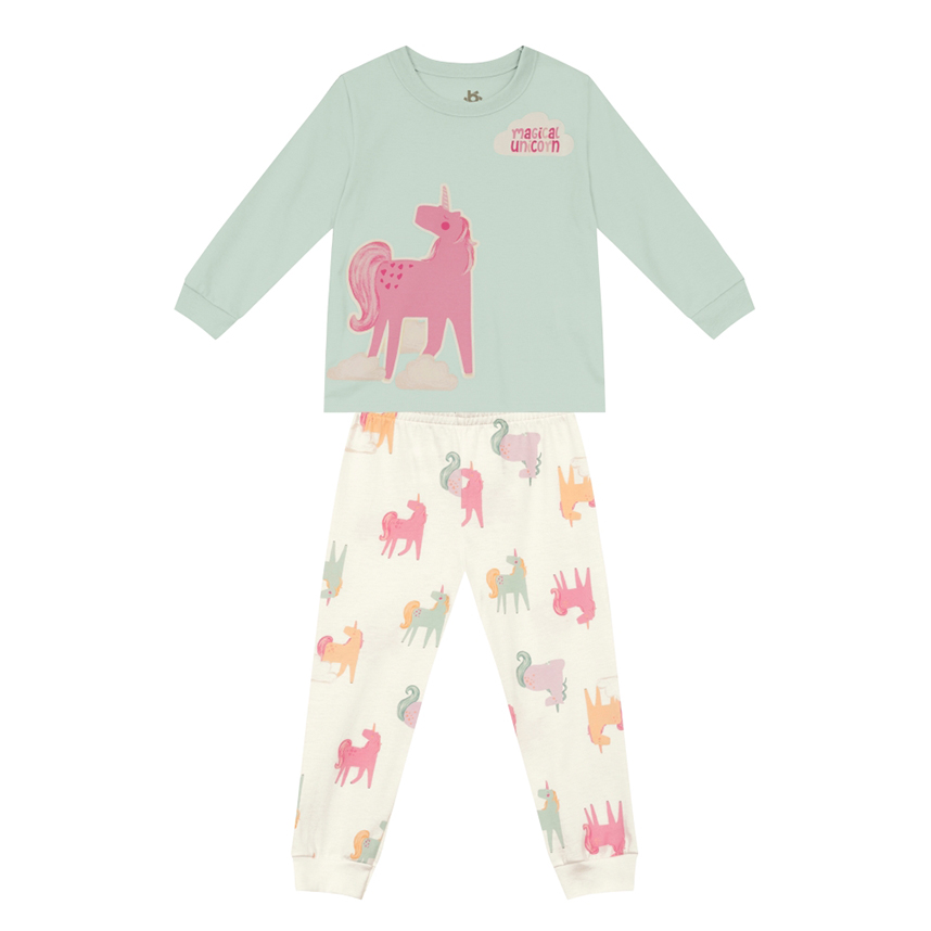 Pijama Infantil Brandili Menina Longo Unicórnio