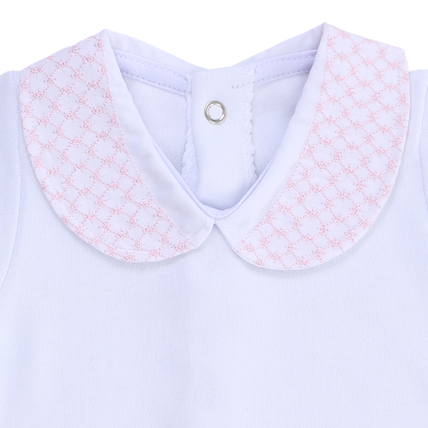 Body Bebê Fofinho Suedine Manga Curta  Gola Bordada Body Bebê Fofinho Suedine Manga Curta  Gola Bordada