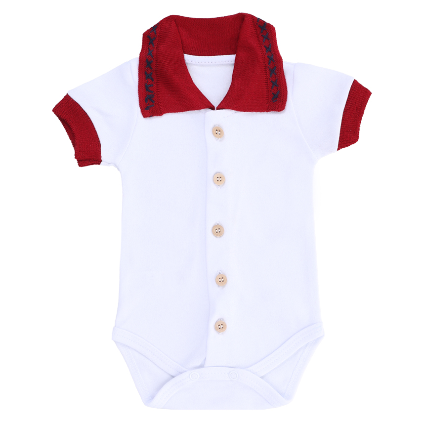 Body Bebê Fofinho Suedine Manga Curta Gola Bordada Body Bebê Fofinho Suedine Manga Curta Gola Bordada