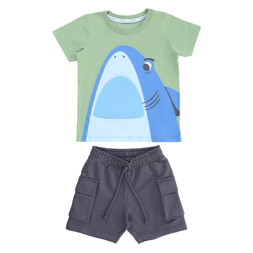 Conjunto Infantil Kookabu Camiseta E Bermuda Tubarão Conjunto Infantil Kookabu Camiseta E Bermuda Tubarão