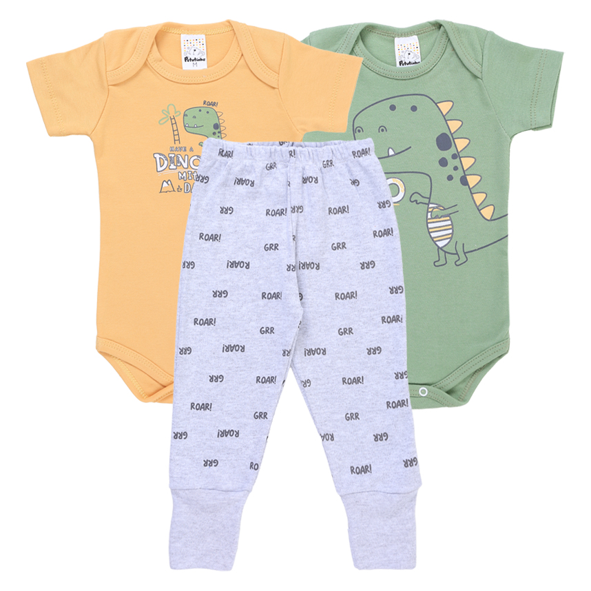 Conjunto Bebê Petutinha Dinossauro 3 Peças