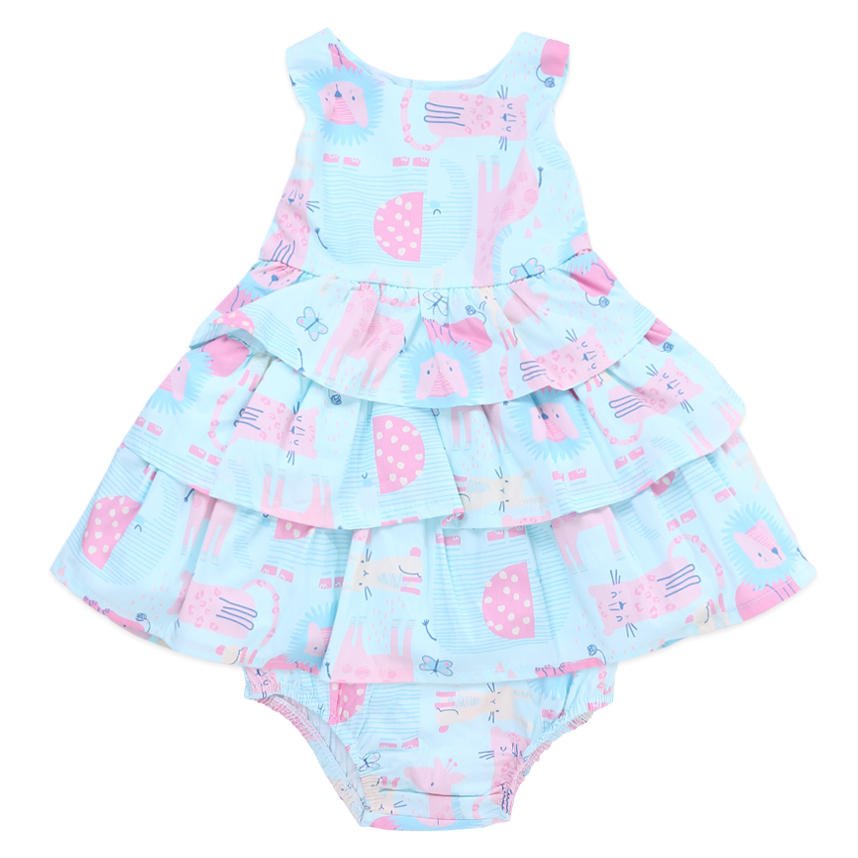 Vestido Bebê Tip Top Estampa Safari Com Calcinha 2 Peças Vestido Bebê Tip Top Estampa Safari Com Calcinha 2 Peças