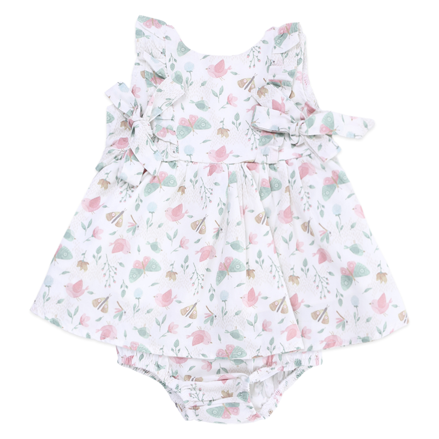 Vestido Bebê Tip Top Estampa Passáro Com Babado 2 Peças Vestido Bebê Tip Top Estampa Passáro Com Babado 2 Peças