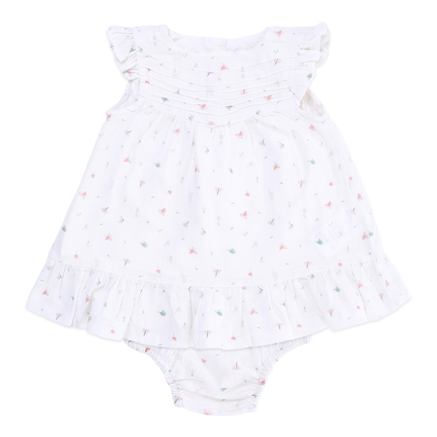 Vestido Bebê Tip Top Estampa Passáro Com Babado 2 Peças Vestido Bebê Tip Top Estampa Passáro Com Babado 2 Peças