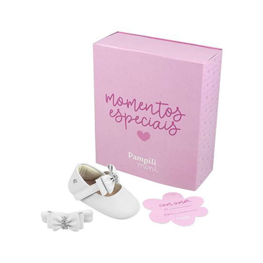 Sapato Bebê Pampili Com Velcro E Laço Com Strass Sapato Bebê Pampili Com Velcro E Laço Com Strass