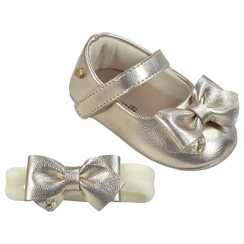 Sapato Bebê Pampili Com Velcro e Laço Pérola Sapato Bebê Pampili Com Velcro e Laço Pérola
