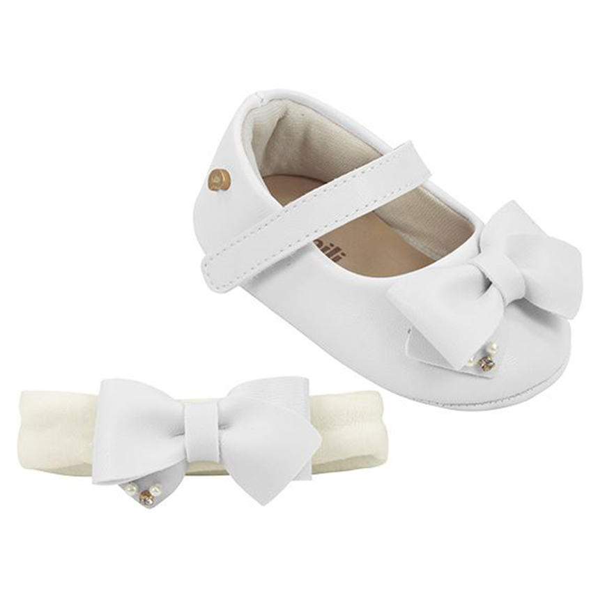 Sapato Bebê Pampili Com Velcro e Laço Pérola Sapato Bebê Pampili Com Velcro e Laço Pérola