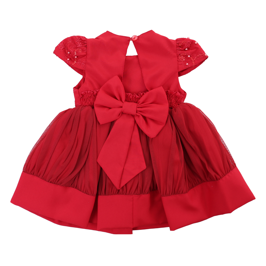 Vestido Bebê Cattai Liso Bordado E Tule Vestido Bebê Cattai Liso Bordado E Tule