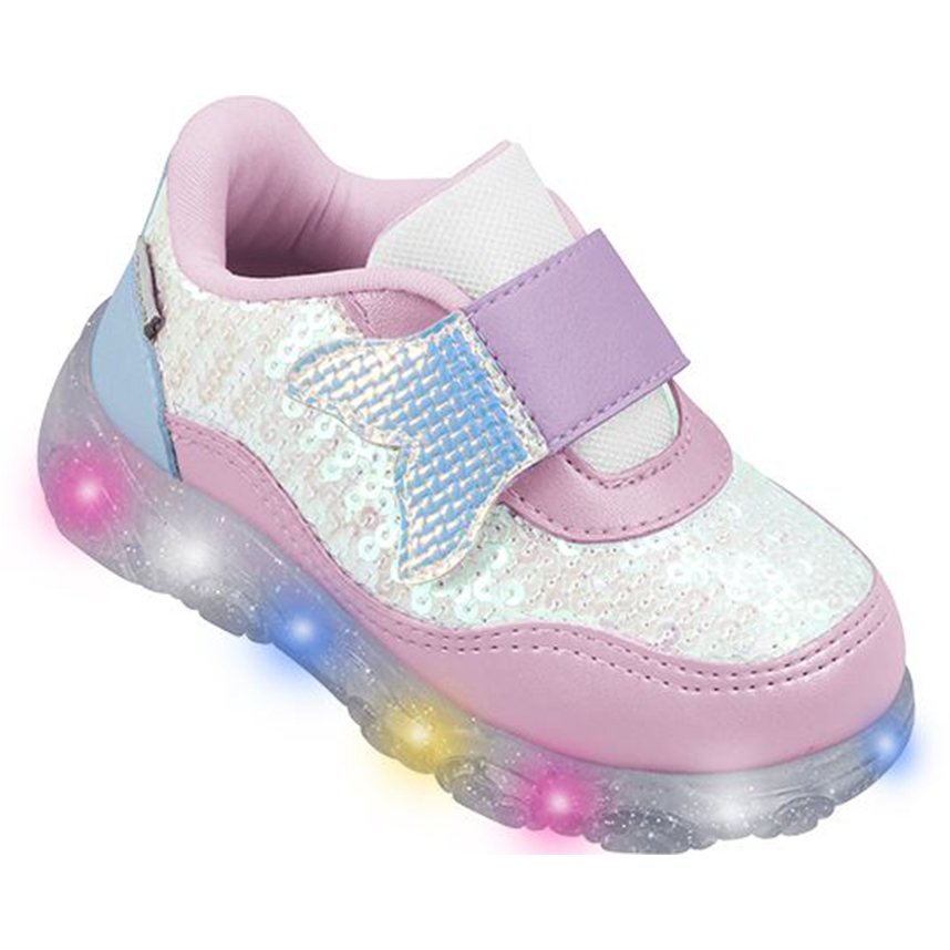 Tênis Infantil Pampili  Velcro Paetê Com Luz Tênis Infantil Pampili  Velcro Paetê Com Luz