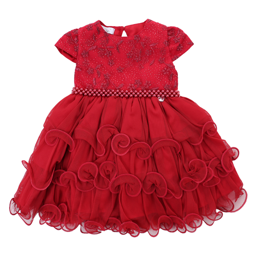 Vestido Bebê Cattai Com Renda E Babados Vestido Bebê Cattai Com Renda E Babados