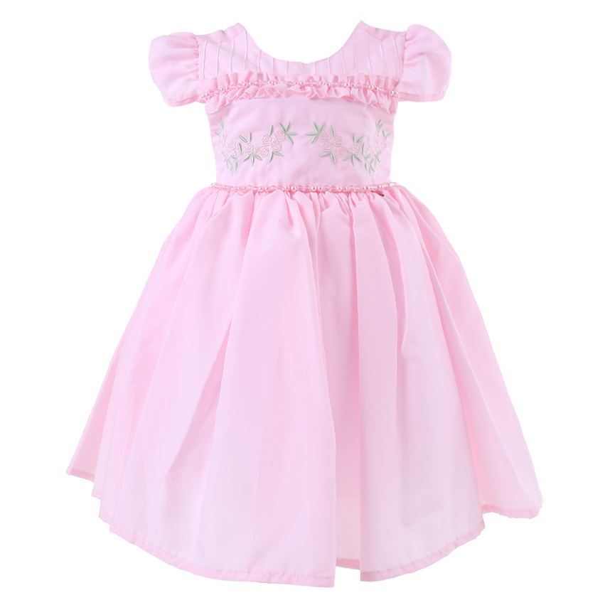 Vestido Infantil Cattai Liso Com Pala Trabalhada Vestido Infantil Cattai Liso Com Pala Trabalhada