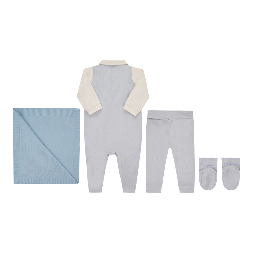 Saída Maternidade Paraiso Bordada Menino 5 Peças Saída Maternidade Paraiso Bordada Menino 5 Peças