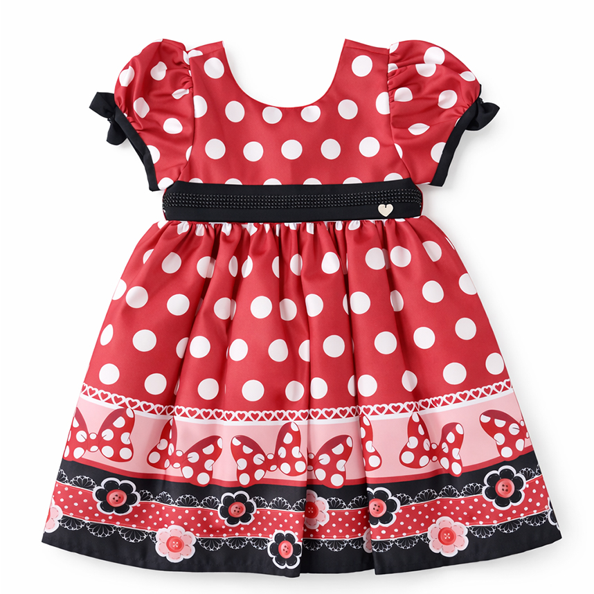 Vestido Infantil Cattai Barrado Minnie