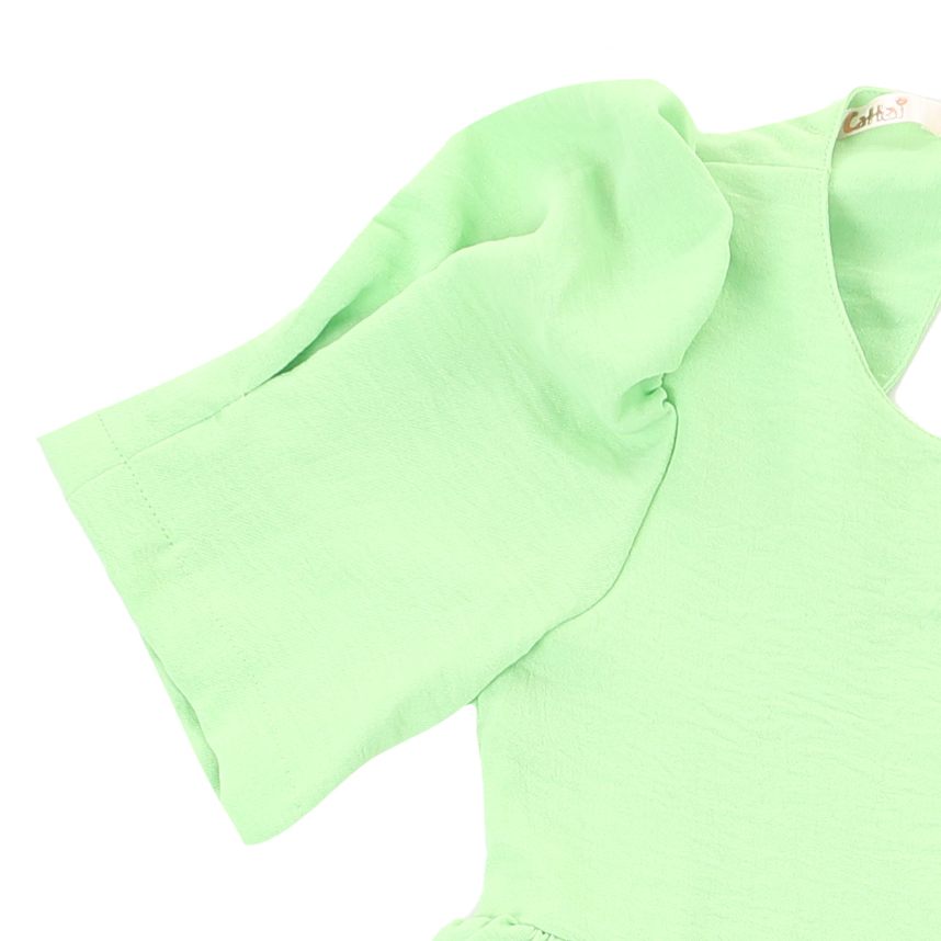 Vestido Infantil Cattai Com Mangas De Prega Vestido Infantil Cattai Com Mangas De Prega