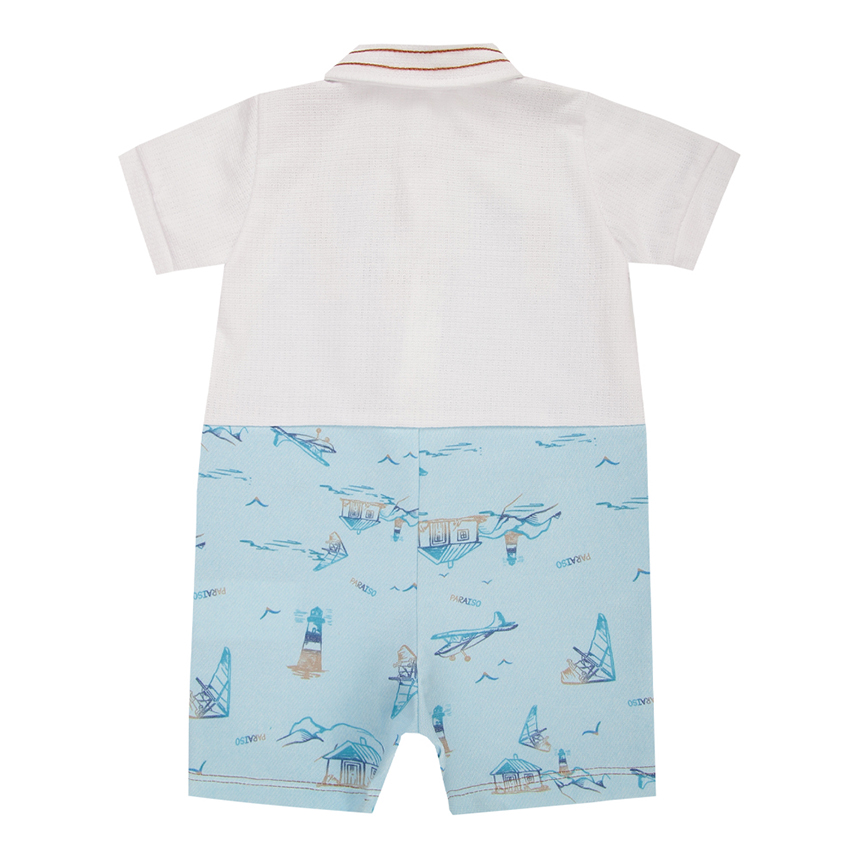 Macacão Curto Bebê Paraiso Estampa Navio