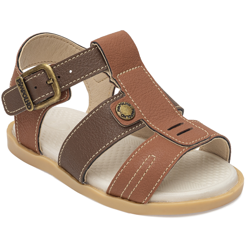 Sandália Bicolor Infantil Pimpolho Com Tiras E Fivela Sandália Bicolor Infantil Pimpolho Com Tiras E Fivela