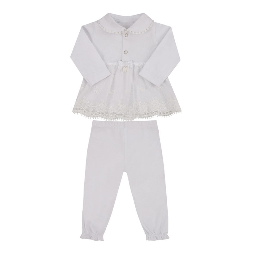 Conjunto Bebê Paraiso Body Vestido E Calça 2 Peças